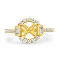 thumbnail image 2 of 1/2 Carat CT Natural Baguette & Round Cut Semi-mount Halo Engagement Ring In 14k Yellow Gold Jewelry For Womens Ring Size-5, 2 of 3