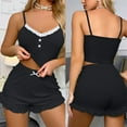 thumbnail image 6 of cfhntfmh Womens Pajama Sets Ribbed Lace Sleeveless Soft Stretch Cami Shirts Knit Cute Trim Ruffled Shorts Sleepwear Pjs Sets, 6 of 6