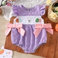 thumbnail image 2 of Hessimy Baby Girl Knit Ruffle Outfit Clothes Ribbed Organic Cotton Solid Color Long Sleeve Romper Clothes(Purple, 2 of 6
