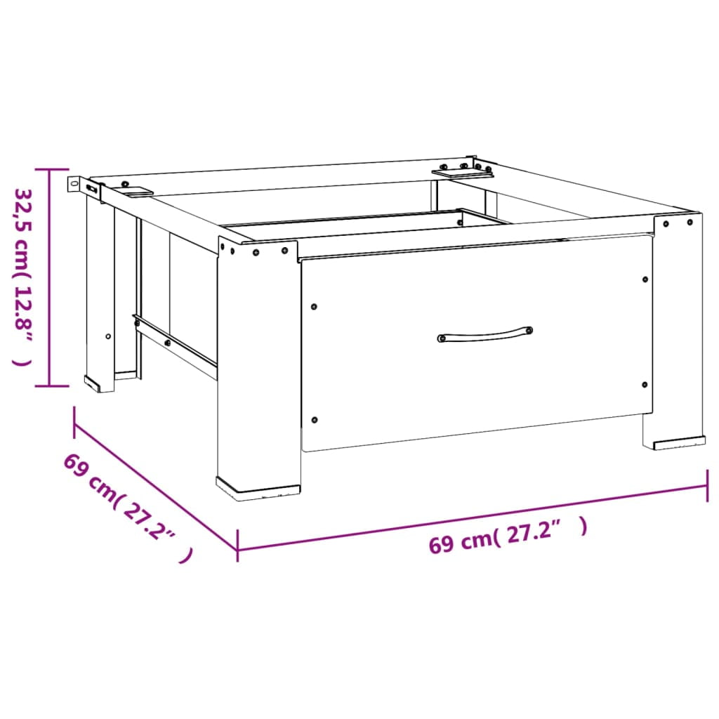 vidaXL Washing Machine Pedestal Drawer 27.2" x 27.2" x 12.8"