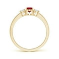 thumbnail image 2 of ANGARA Natural Three Stone Ruby and Diamond Ring with Accents in 14K Yellow Gold for Women (Size-6x4mm) | July Birthstone, Birthday, Anniversary, Jewelry Gift for Women | Natural Ruby Ring, 2 of 8