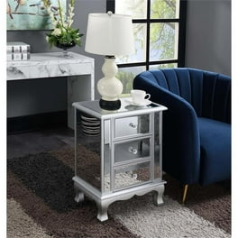 Free Shipping Noble House Abigail Mirrored 3 Drawer Side Table Silver Walmart