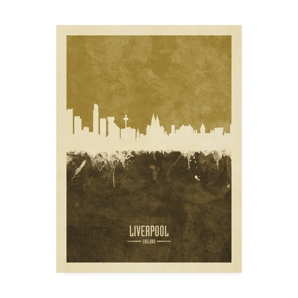 Trademark Fine Art 'Liverpool England Skyline Brown' Canvas Art by Michael  Tompsett