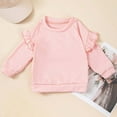 thumbnail image 3 of Kiijoy Little Girls Outfits Cotton Solid Ruffle Sweatshirt Sweatpants Set, Sizes 5-6, 3 of 8