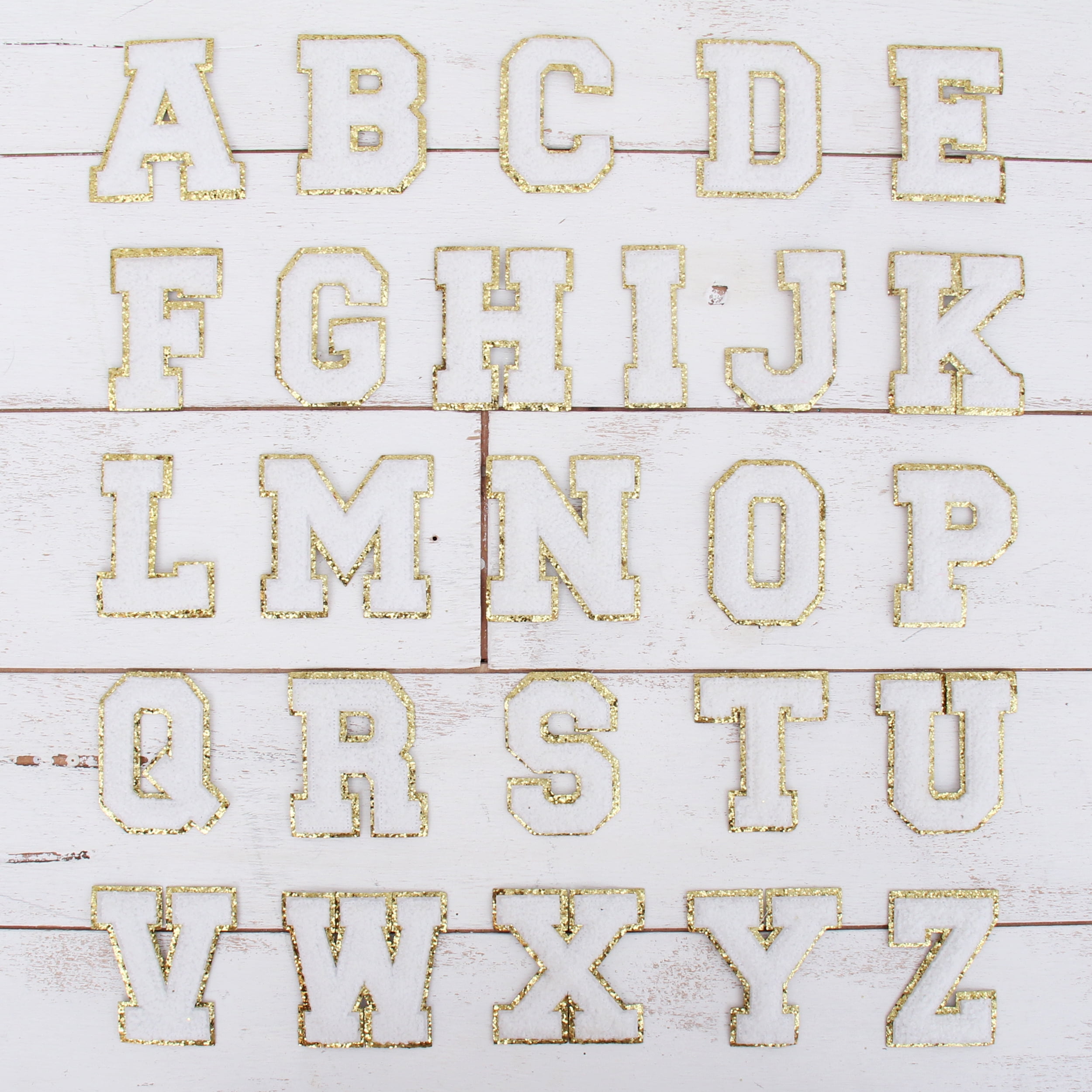Cream With Gold Glitter Chenille Letters