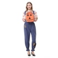 thumbnail image 6 of Halloween Family Matching Costume Sets, Pumpkin Head Mask with Striped Shirt and Suspender Pants, Parent-Kids Scarecrow Cosplay Outfit for Party, 6 of 7