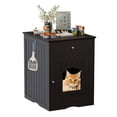 thumbnail image 3 of HOYOA 20" Cat House Covered for Indoor, Hidden Crate Litter Box Enclosure, Hooded Cats Furniture Cabinet Kitty Washroom, Brown, 3 of 9