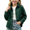 thumbnail image 5 of DJDLJWCJ Girls Long Sleeve Jacket Lightweight Casual Button Jacket Solid Color Outdoor Jacket Green Size 6M, 5 of 7
