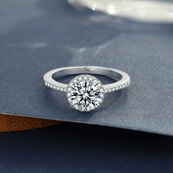 Apaison 1&2 Carat Round Moissanite Engagement Rings for Women 925 Sterling Silver Promise Wedding Ring