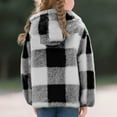 thumbnail image 6 of Lenpel Girls' Fuzzy Fleece Sweatshirts Casual Long Sleeve Plaid Pullover Sweater Tops Plush Warm Winter Clothes with Pocket(Black,9-10 Years), 6 of 7