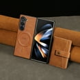 thumbnail image 4 of Allytechgroup Galaxy Z Fold 6 Case, Premium PU Leather 2 In 1 Wallet Phone Case for Samsung Galaxy Z Fold 6 with Card Holder Shockproof TPU Magnetic Cover Compatible with MagSafe & Car Mount,Brown, 4 of 8