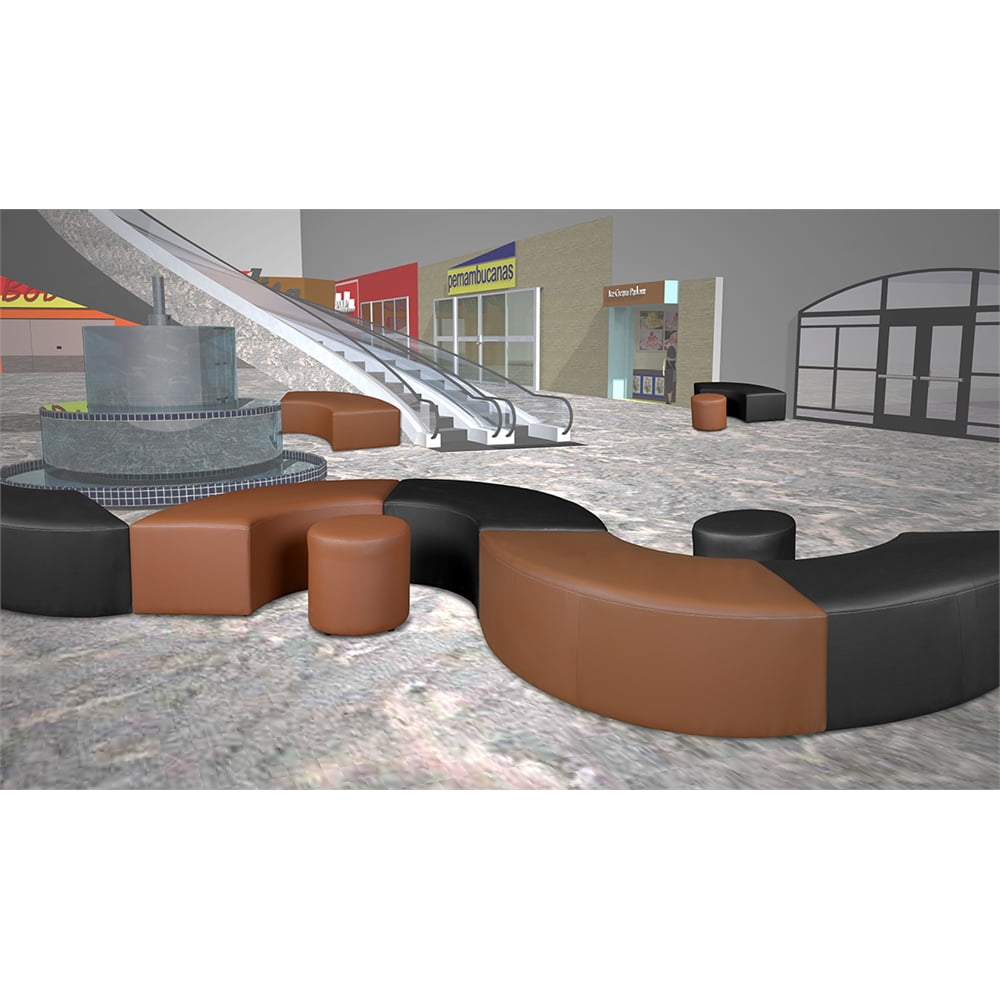 Regency Logan Upholstered Soft Round Shape Ottoman - Black