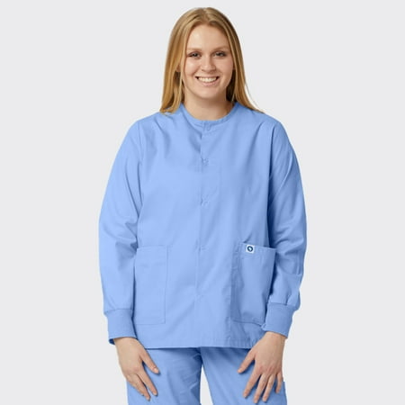 

SPECTRUM UNIFORMS Scrub Jackets Doctor Lab Coat -Crew Neck Tops Unisex Soft Fabric Ideal | Medical Professionals Hospital and Lab Work Wear Ceil Blue