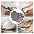 thumbnail image 4 of Purple White Rose Flowers Pot Holders for Kitchen - Heat Resistant Oven Mitts Hot Pads with Pocket, Non Slip Silicone Pot Holders, Cuteness Hanging Loop Potholders for Kitchen Baking, 4 of 5