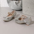 thumbnail image 5 of Quealent Girls Dress Shoes Mary Jane Wedding Party Shoes Glitter Bridesmaids Princess Heels Silver for Size 13.5, 5 of 9