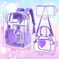 thumbnail image 4 of AGSDON 3PCS Clear Backpack, Heavy Duty Transparent Bookbag for Women Girls, Stadium Approved See Through Backpack Set (Purple Sequins), 4 of 8
