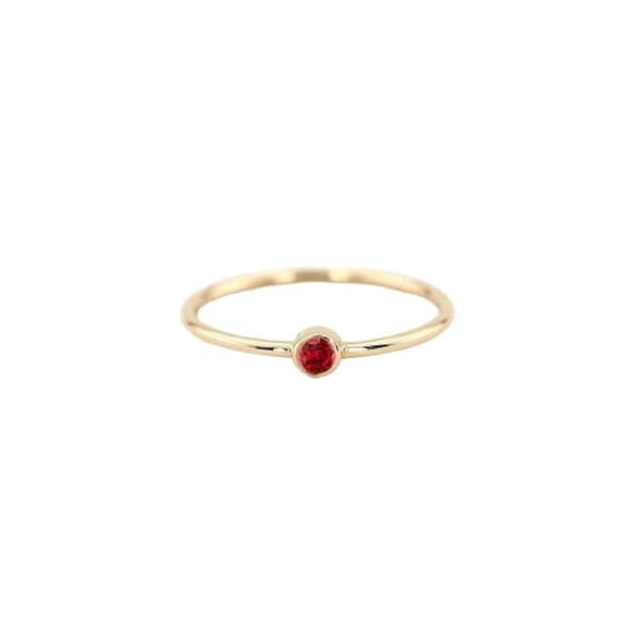 HeartsAndYou 0.15ct Natural Round Pink Ruby Bezel Set Solitaire Ring 14k SOLID Yellow Gold