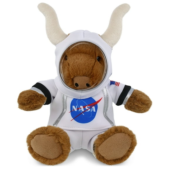 DolliBu Texas Longhorn Astronaut Plush Toy - Super Soft Wild Life Astronaut Stuffed Animal with Space Helmet and NASA Astronaut Suit, Spaceman Doll Decor for Girls and Boys - 9 Inch