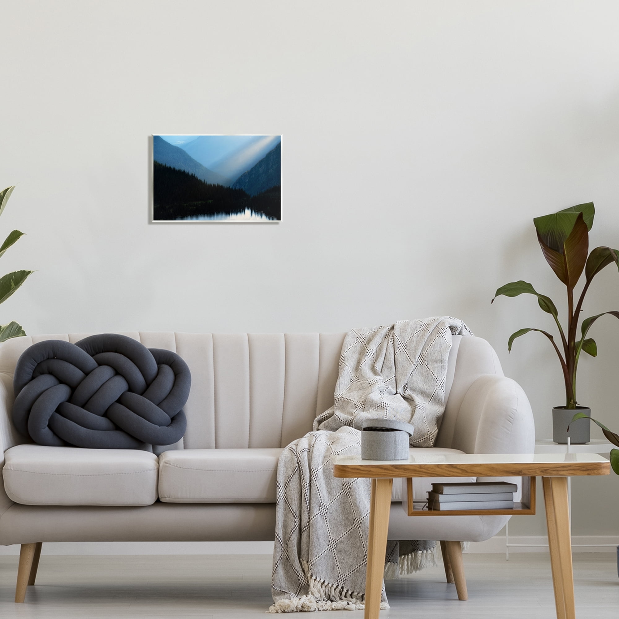 Stupell Industries Blue Mountain Trees Reflection Coastal Photography Unframed Art Print Wall Art
