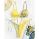 thumbnail image 5 of Traje de baño para mujer, estampado de empalme, cintura alta, secado rápido, ajustado, sin espalda, correas de hombro regulables, trajes de baño divididos para verano, amarillo, M, 5 of 7