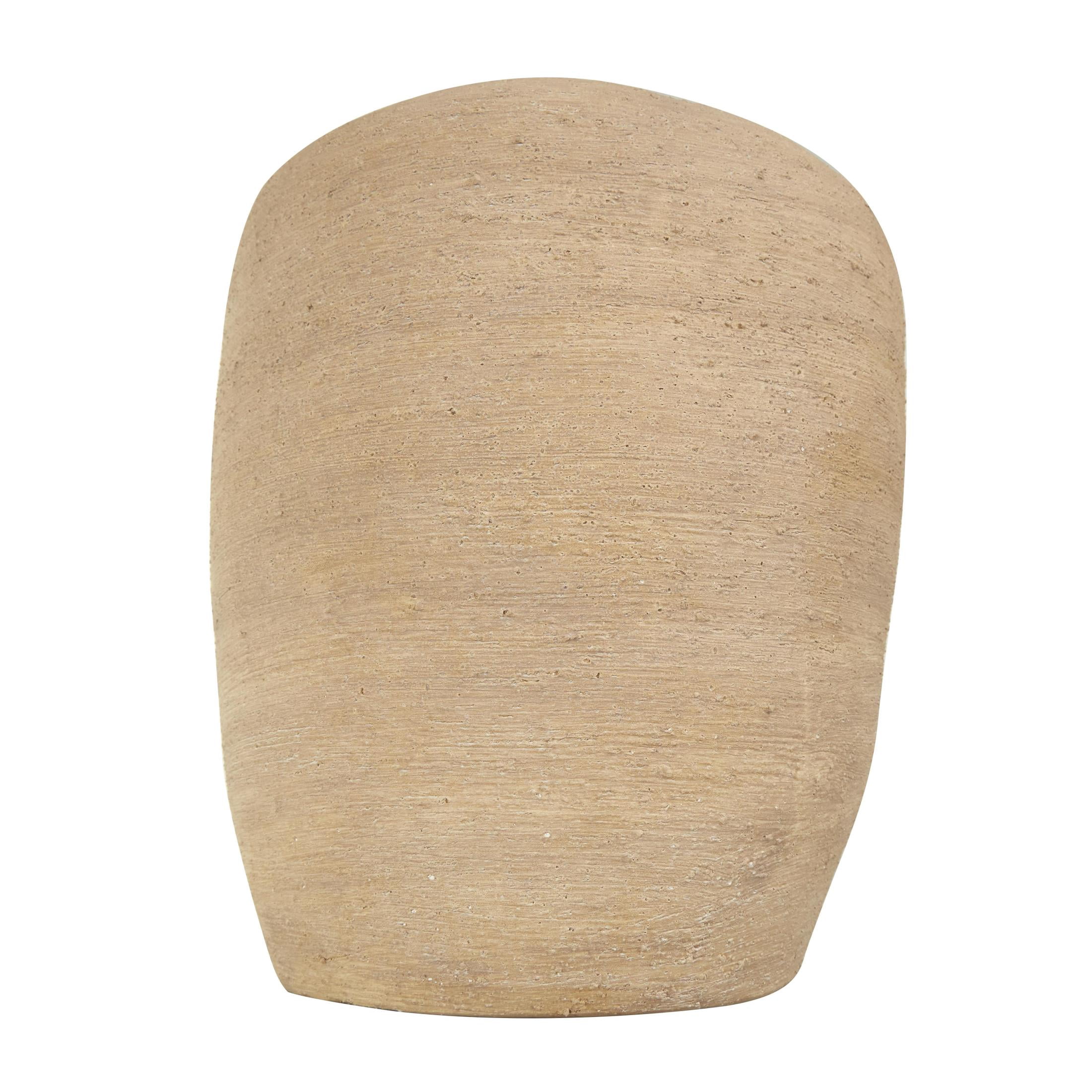 DecMode 16" Wide Textured Terracotta Beige Ceramic Vase