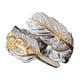 thumbnail image 1 of Electroplated Platino Plata Bicolor Oro Contraste Pluma Anillo Abierto Mujer, 1 of 8