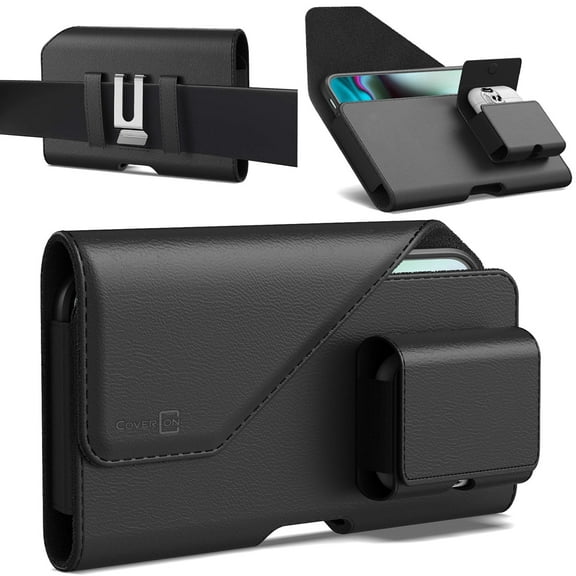 CoverON Holder for Samsung Galaxy A56 A37 A36 A26 A35 A25 A15 A55 A54 A53 A52 A51 A50 A71 A24 A22 5G Phone Case Belt Clip Earbuds Leather Pouch (Fits Otterbox or any Case)
