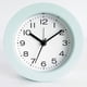 thumbnail image 1 of Reloj despertador redondo de madera de 3 pulgadas con números arábigos, silencioso, retroiluminado, funciona con pilas, color cian, 1 of 5