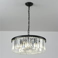 thumbnail image 3 of Black Modern Crystal Chandelier Lighting Ceiling Light Fixture 2-Tier K9 Crystal Hanging Pendant Light for Dining Room Bedroom Hallway, 3 of 9