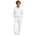 thumbnail image 4 of Xyant Boys Girls Athletic Sweatsuit 2 Pieces Full Zip Hoodie Wide Leg Pants Tracksuit Fall Winter Back to School Clothes,Size 9-10 Years, 4 of 6