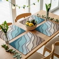 thumbnail image 5 of Teal Brown Geometric Placemats Set of 4 Abstract Ocean Wave Place Mats Table Mats Kitchen Dining Home Outdoor Party Table Decoration, 5 of 9