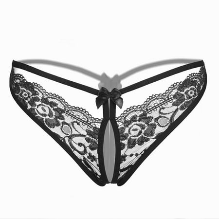 

Qcmgmg Open Crotch Lace Underwear for Women Breathable Panties Women s Low Waisted Stretch Thong