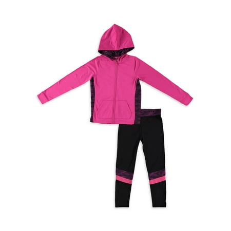 Chili Peppers Girls Zip Up Hoodie and Colorblook Leggings, 2-Piece Active Set, Sizes 4-18 & Plus
