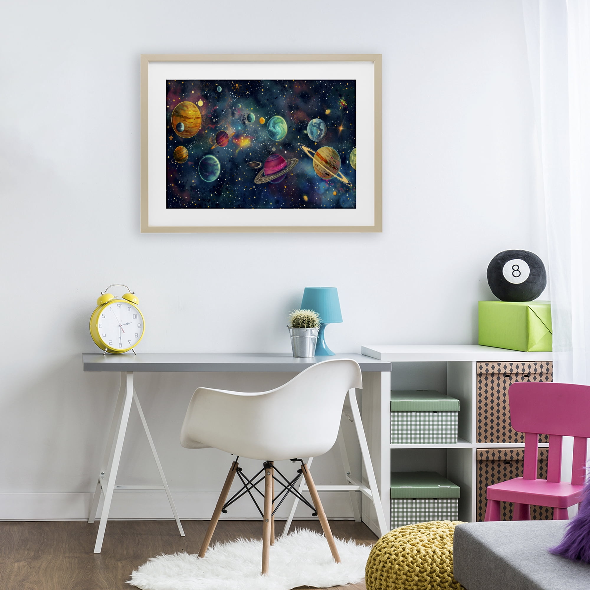 Stupell Industries Celestial Planetary Parade Birch Framed Print Under Glass, design by Creative Studio
