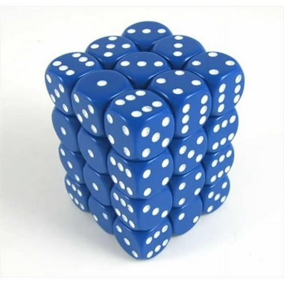 25806 Opaque Blue With White - 12 mm Six Sided Dice Set Of 36