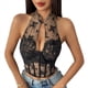 thumbnail image 2 of Top Corto de Encaje con Espalda Halter para Mujer, Estilo Cheongsam , con Cuello Halter Negro M, 2 of 10