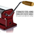 thumbnail image 4 of OVENTE Manual Stainless Steel Pasta Maker Machine and 7 Thickness Setting (0.5 to 3 mm), Easy Cleaning & Storage with Attachments of Hand Crank Roller Noodle Cutter & Countertop Clamp, Red PA515R, 4 of 10
