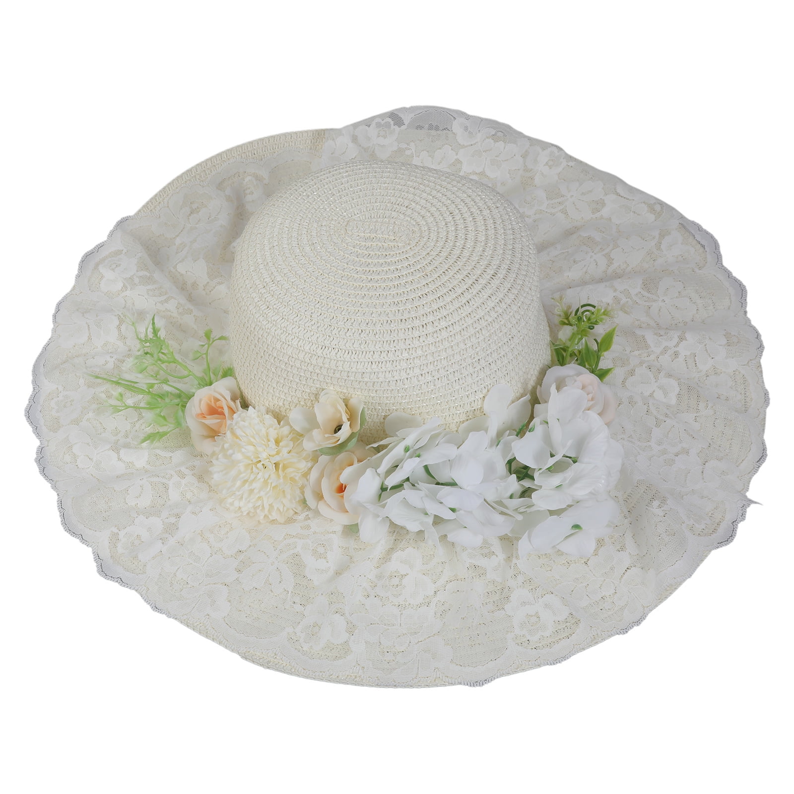 lanema Women Sun Hat Flower Straw Bonnet Hat Elegant Beachwear Hat Spring Picnics Hat