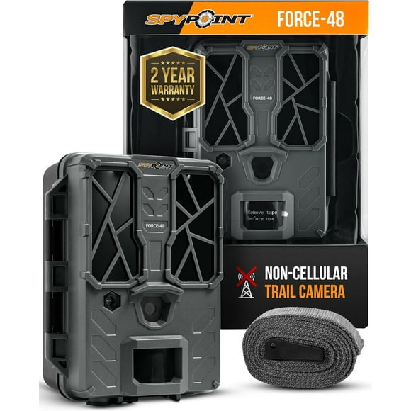 SPYPOINT Force 48 Caméra de Sentier, Non Cellulaire, Photo 48 Mpx Vidéo 720p avec 48 DEL à Faible Luminosité pour une Qualité d'Image Jour Ou Nuit