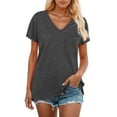 thumbnail image 2 of Kureaily Pocket Detail Short Sleeve T Shirt With Contrast Trim Casual Comfort Fit Tee Top For Everyday Wear Solid Color T shirt, 2 of 6
