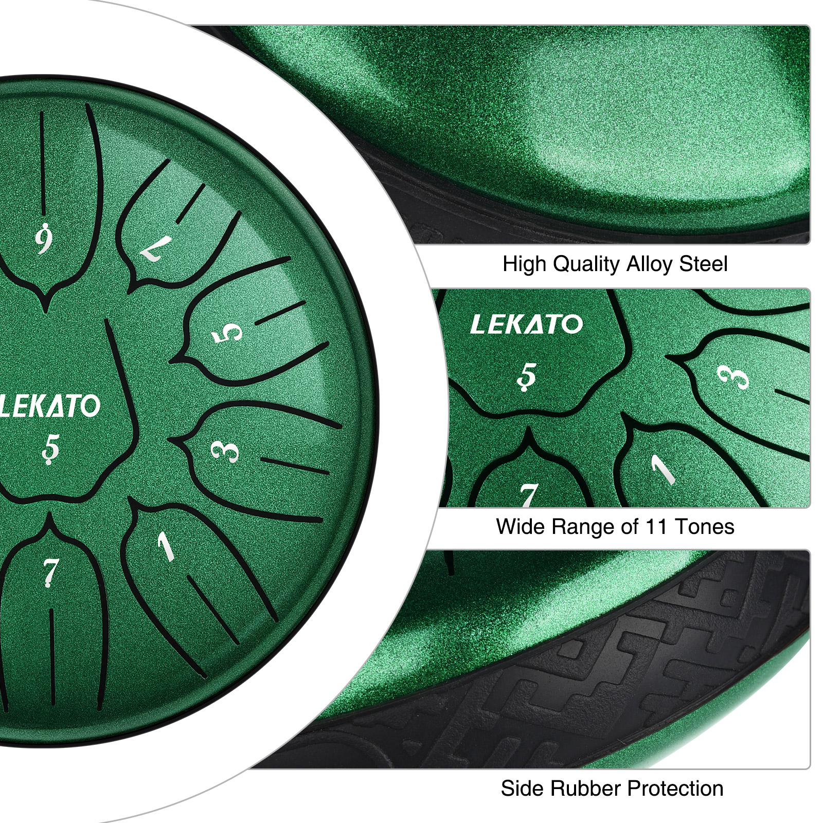 LEKATO  Steel Tongue Drum 6 Inch 11 Notes D Major Beginner Handpan Drum Percussion for Meditation Yoga Musical Education Christmas New Year's Gift for Families/Friends/Lovers