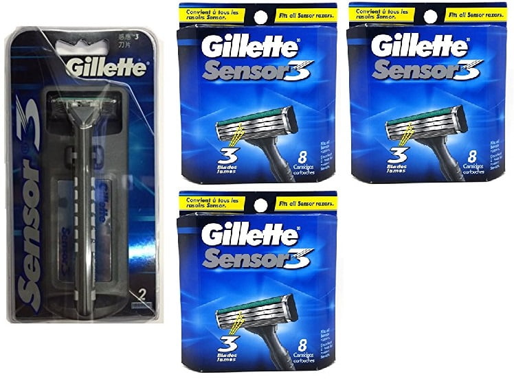 Gillette Sensor3 Razor Handle + Sensor 3 Refill Blades, 24 Count + Cat Line Makeup Tutorial