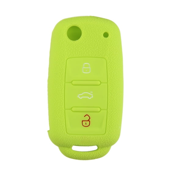 Unique Bargains 1pcs Silicone Key Fob Cover Fit for Volkswagen Jetta GTI Passat Golf Tiguan Touareg CC Eos Green