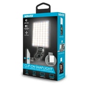 Bower Clip-on Snap Light for Streaming, Selfies & Remote Work - USB-C, 8-Level Brightness, Black