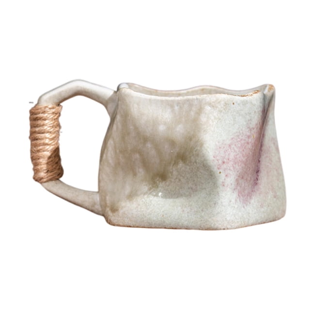 Ceramic Coffee Mug Handmade Irregular Nordic Style Kiln-Fired Rough Texture with Thick Comfort Handle and Heat-Resistant Design
