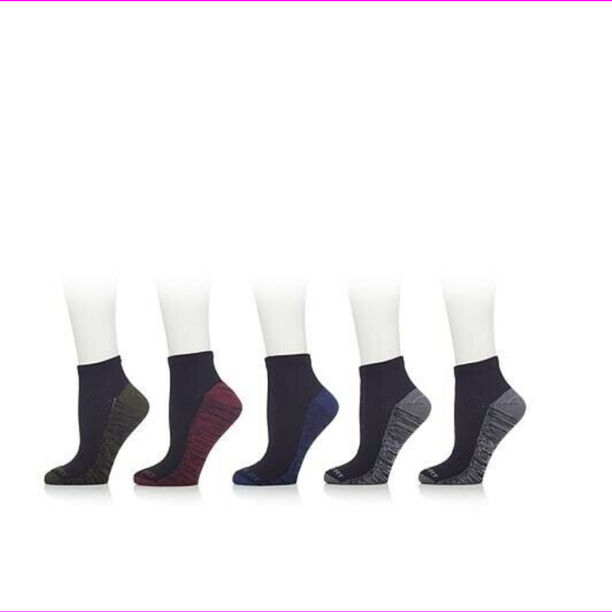 Copper Fit Copper Fit 5 Pack Men's Cooling Quarter Socks Black, size
