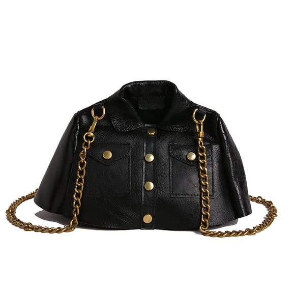 Baguery Women's Faux Leather Mini Jacket Crossbody Bag - Novelty Chain Strap Shoulder Purse (6.69×2.36×5.51in, Multi-Color)