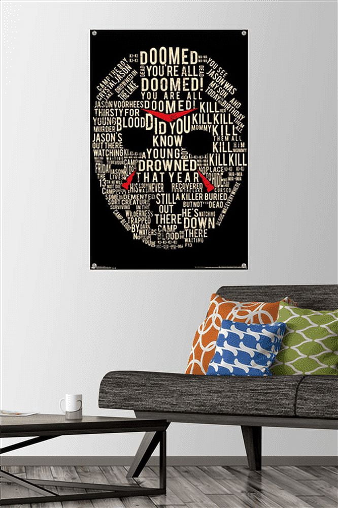 Friday The 13th - Text Mask Wall Poster with Push Pins, 22.375" x 34"