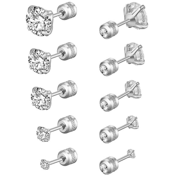 Juego de 5 pares de aretes YONGSHENG Hipoalergénicos de Acero Inoxidable en Oro Rosa
