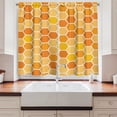 thumbnail image 2 of Ambesonne Honeycomb Kitchen Curtains, Hexagons Geometric Print, 55"x45", Orange and Mustard, 2 of 3